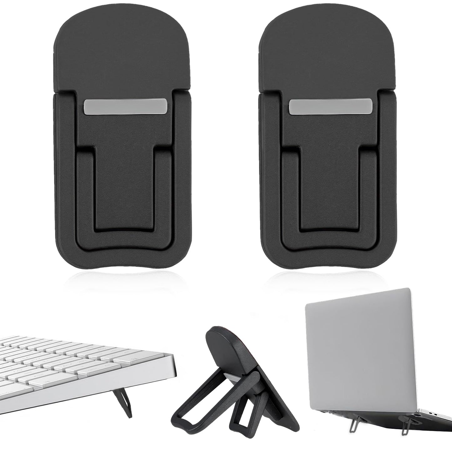 2 Pcs Keyboard Riser, Mini Keyboard Stand Adjustable Laptop Feet Self-Adhesive Keyboard Stand PC Keyboard Stand Pc for Most Keyboards（Black）