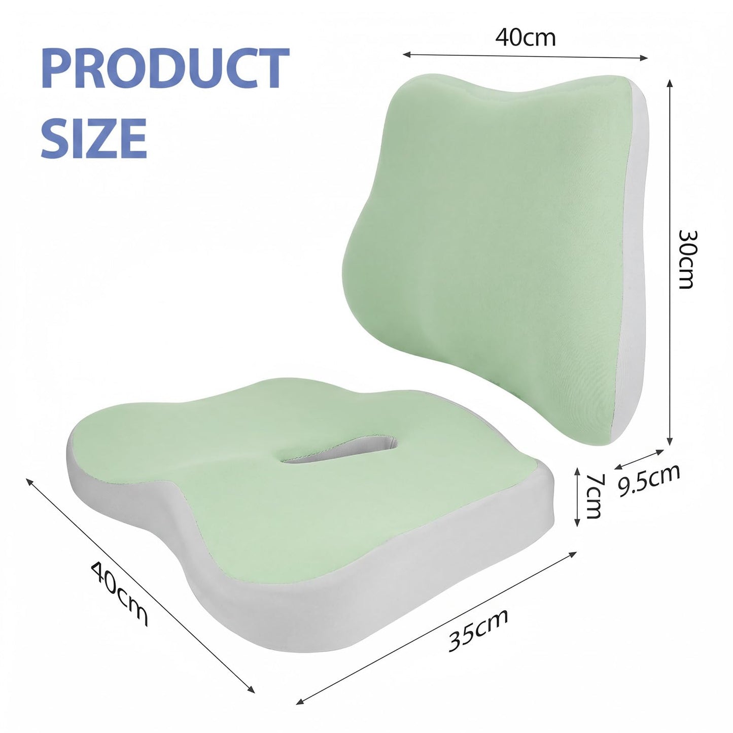 Seat Cushion and Lumbar Support - Memory Foam Chair Cushion and Back Support for Tailbone & Back Pain Relief Ergonomic Coccyx Cushion for Home Office