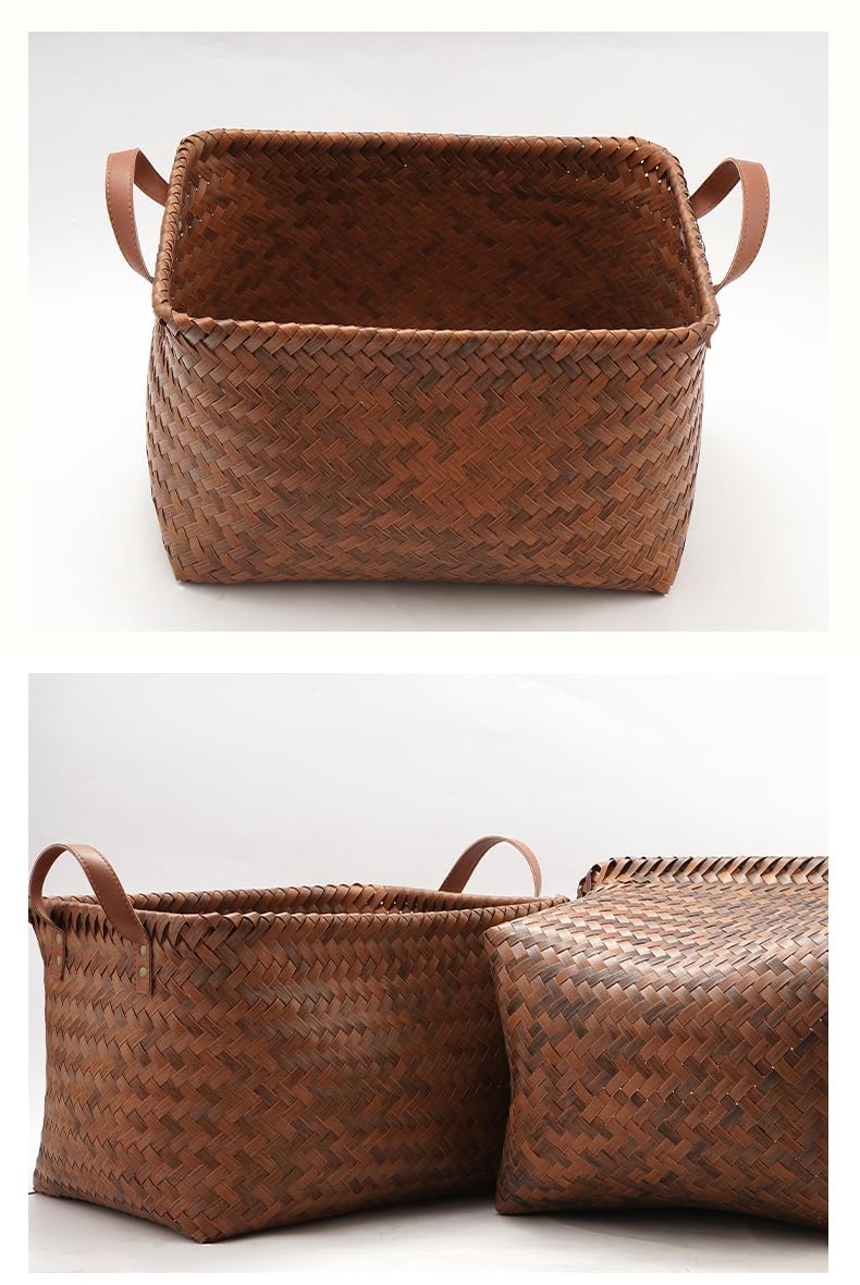 Uwenkjie woven storage basket、large wicker storage baskets、baskets for shelves、dirty clothes basket 4-piece set size: 38x26x25