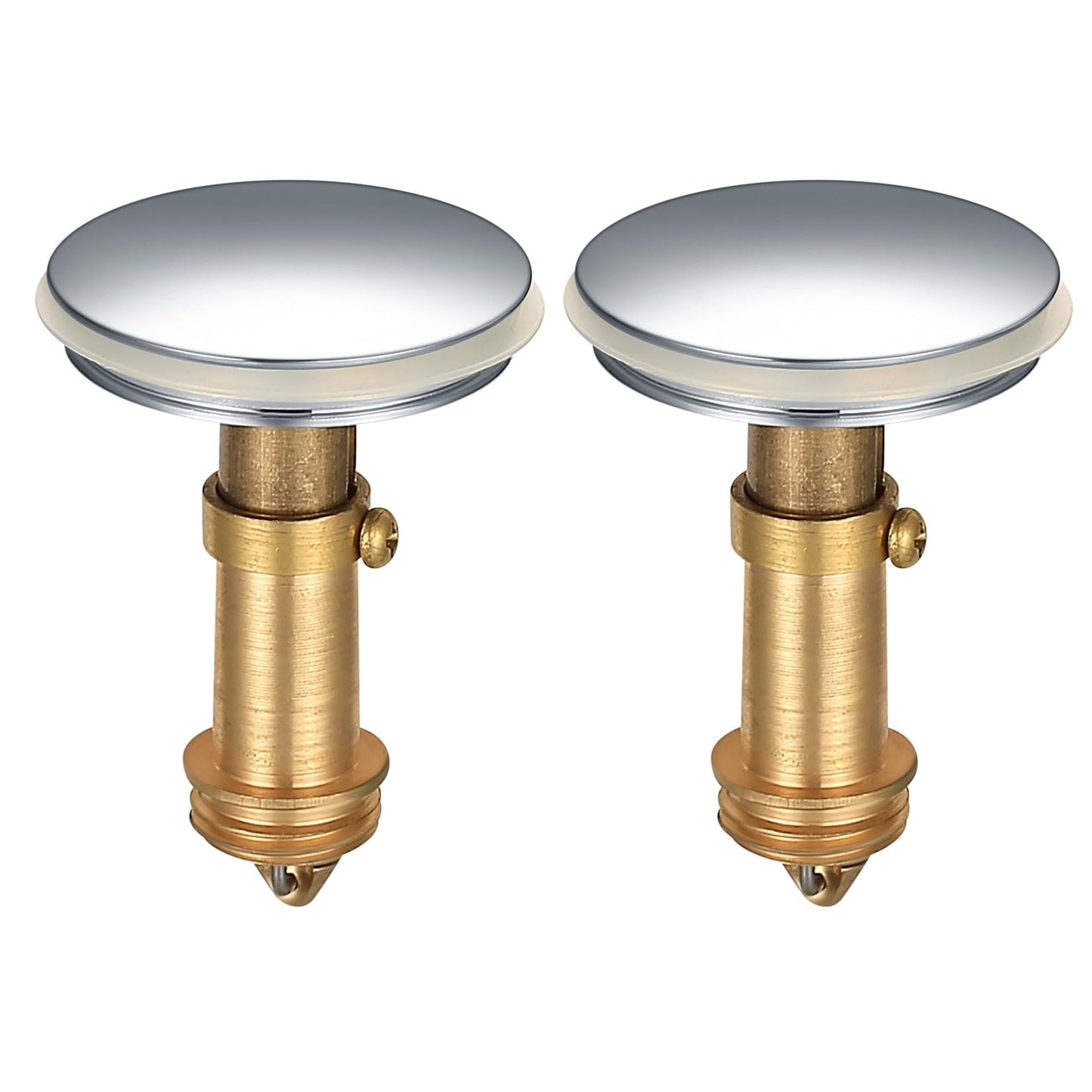 2 PCS 38mm Pop Up Sink Plugs, Bathroom Push Drain Stopper, Brass Chrome