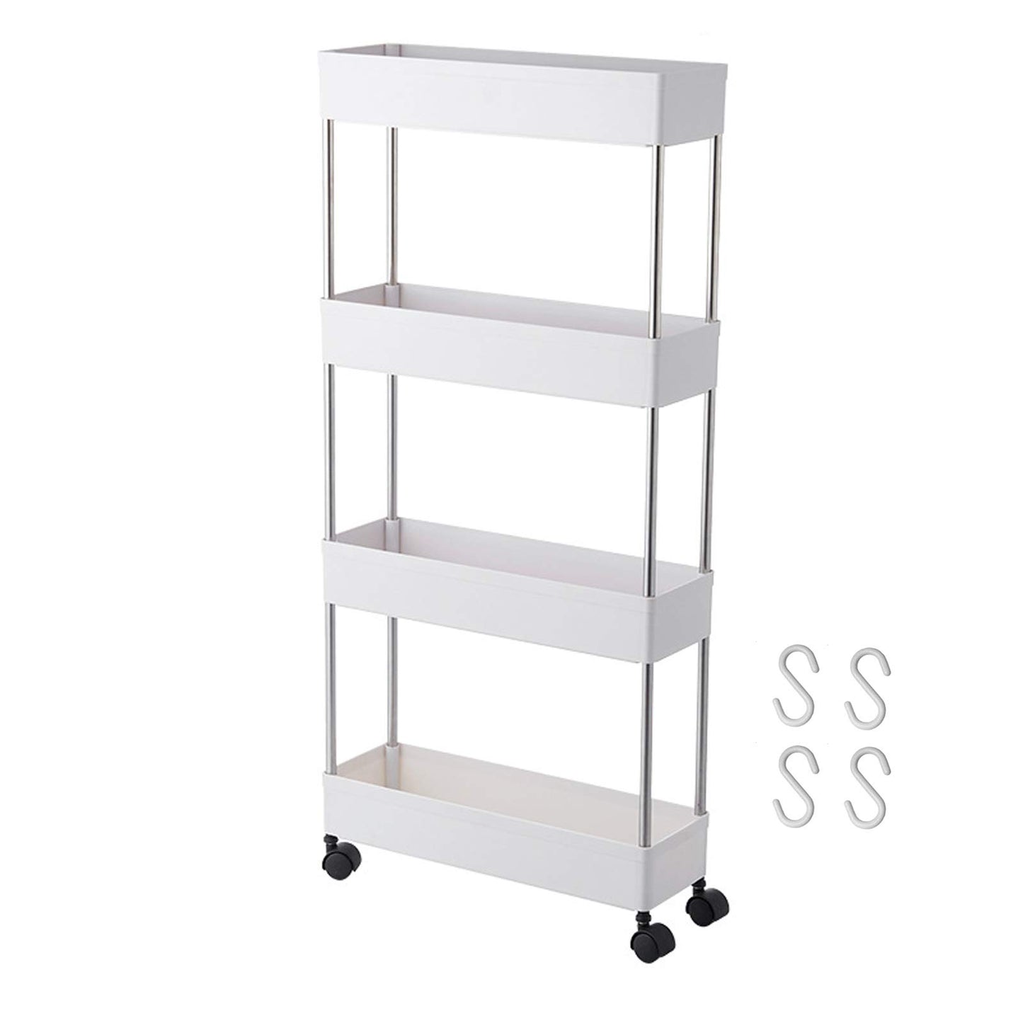 BigTron 4 Tier Storage Cart,Mobile Shelving Cart,Bathroom Slim Rolling Cart Utility Storage Organizer Shelf for or Bathroom,Kitchen,Laundry