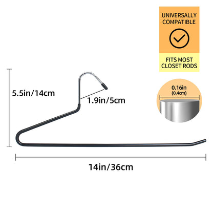 Hangerman 20 Pack Trouser Hangers - Open-Ended Metal Pants Hangers for Trousers, Jeans, Scarves, Towels, Space Saving Non-Slip Coating Design Black
