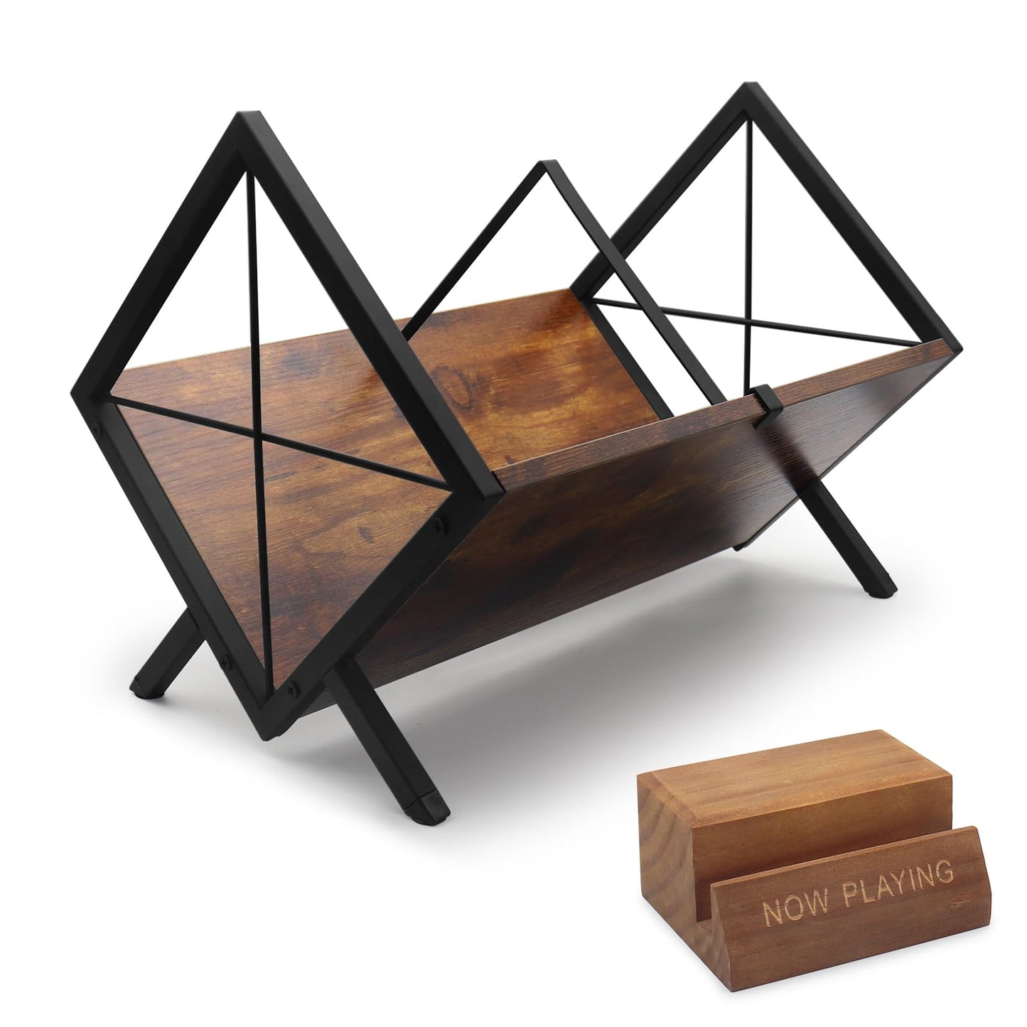 KATLKIU Vinyl Record Storage Rack + Now Playing Stand, LP Holder for 80 LPs