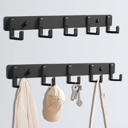 Arimsoa 2 Packs Coat Rack Wall Mounted Black Coat Hanger with 5 Hooks Heavy Duty Wall Coat Hooks Load Capacity 33 Lbs Hanger Rust-Free Clothes Hook