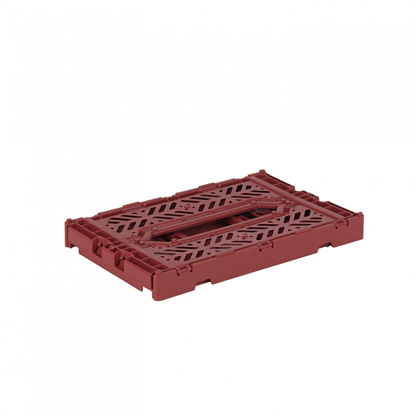 AYKASA Folding Crate, Sturdy Folding Box, Plastic, Stackable, Tile Red, Mini (27 x 17 x 11 cm)
