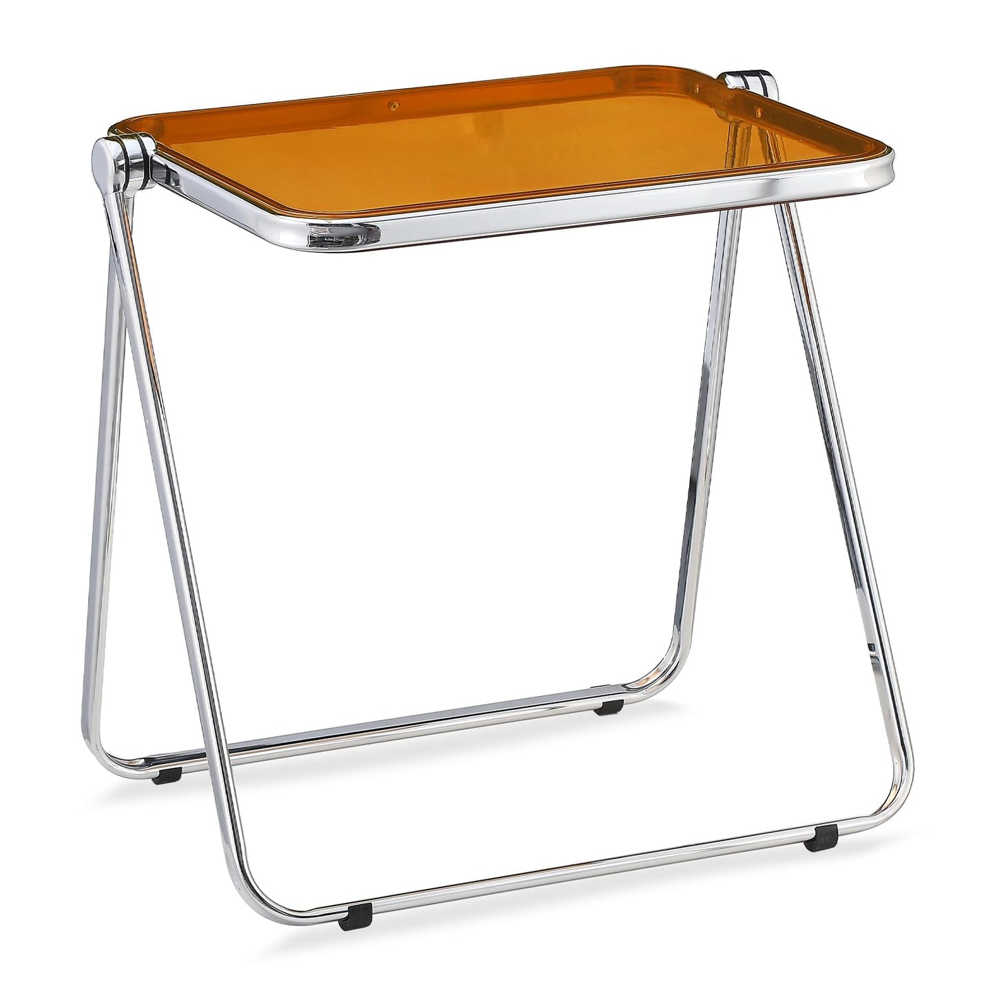 KAIHAOWIN Folding TV Tray Table Clear Acrylic Foldable Table No Assembly Required Tiny Desk for Home Office Side Table Small Computer Desk for Small