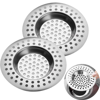 2 Pcs Sink Strainer, Stainless Steel Sink Strainer Plug, Drain Hair Catcher, Protector Shower Drain Cover, Sink Stopper Drain Filter for Kitchen