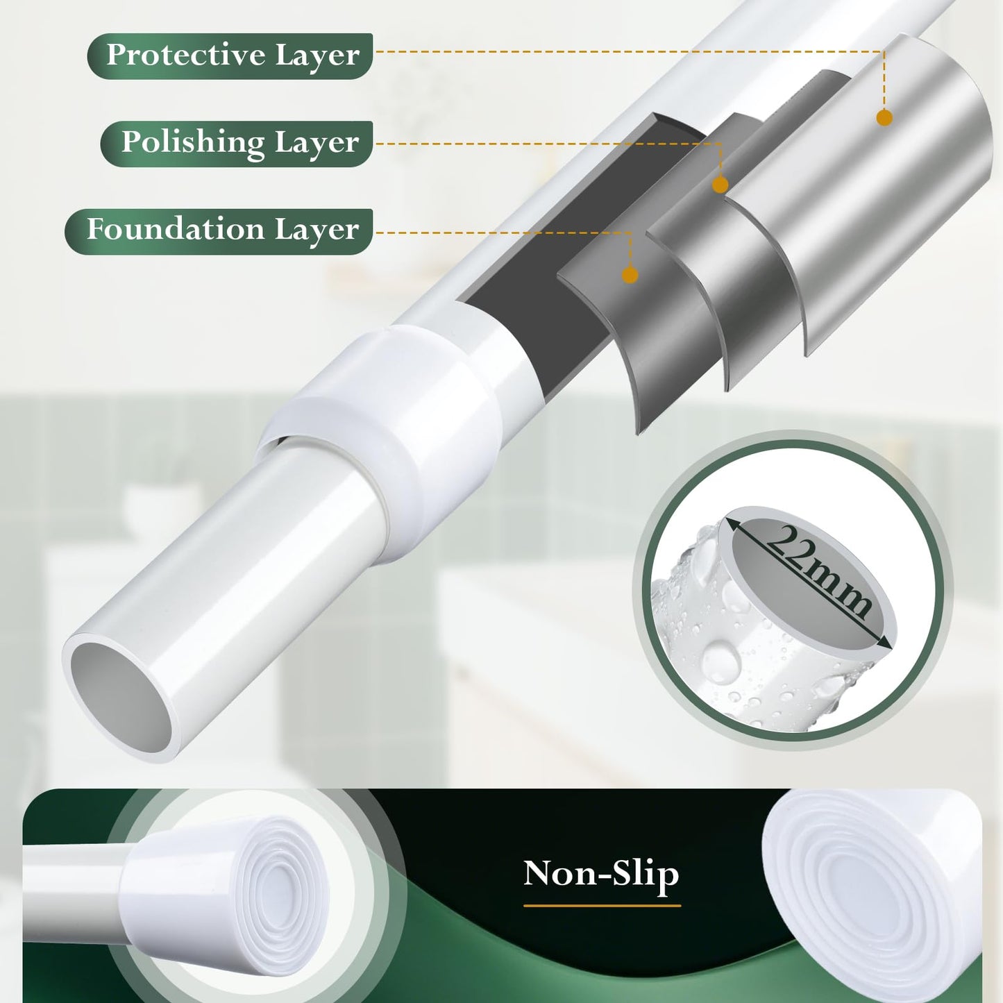 Extendable Curtain Pole Telescopic Curtain Rod Tension Pole,Length 85-150cm