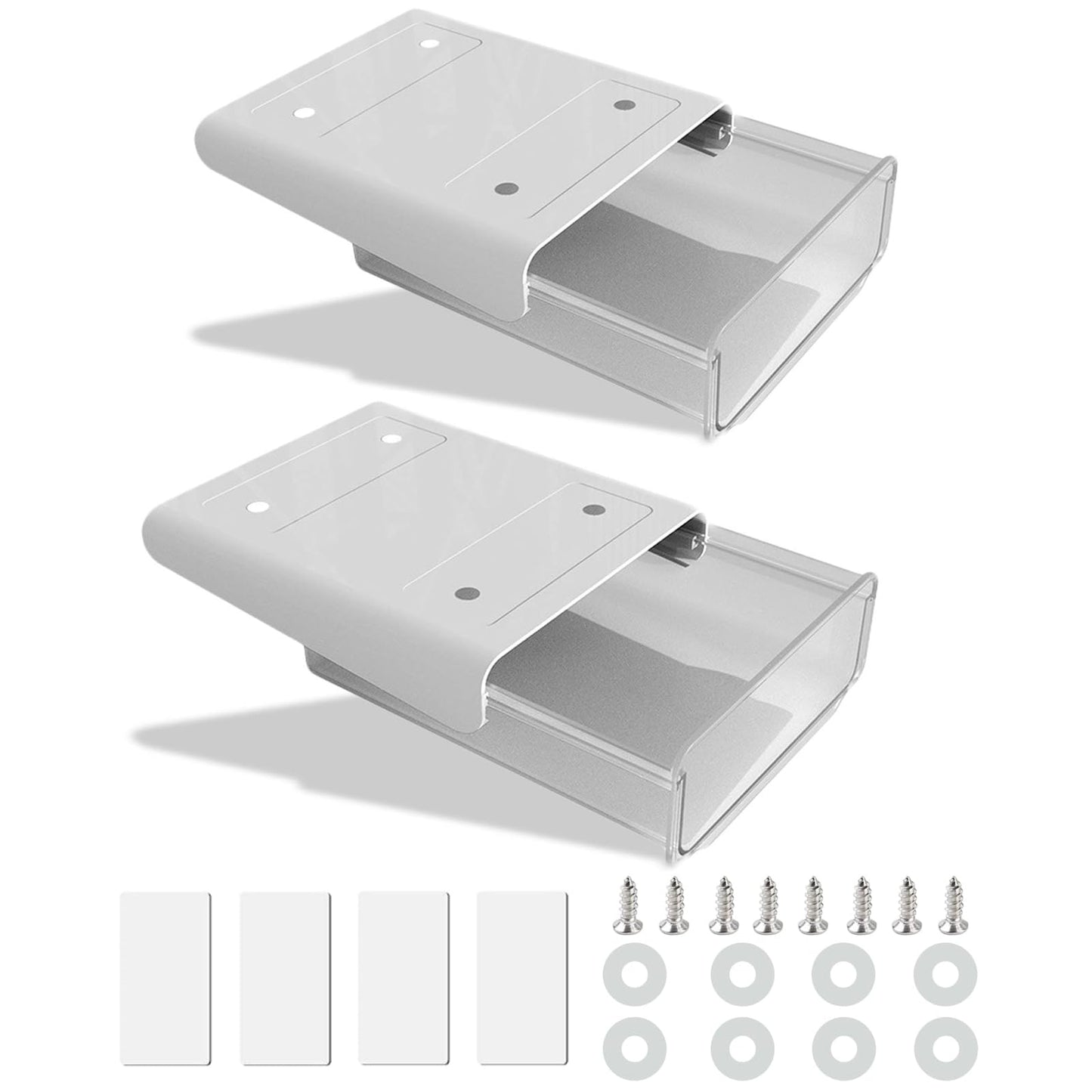CMOISO Under Desk Drawers, Under Table Drawer, 2PCS Creative Desk Sticker Hidden Drawer, Desktop Organizer Drawer Tray for Home and Office (White)