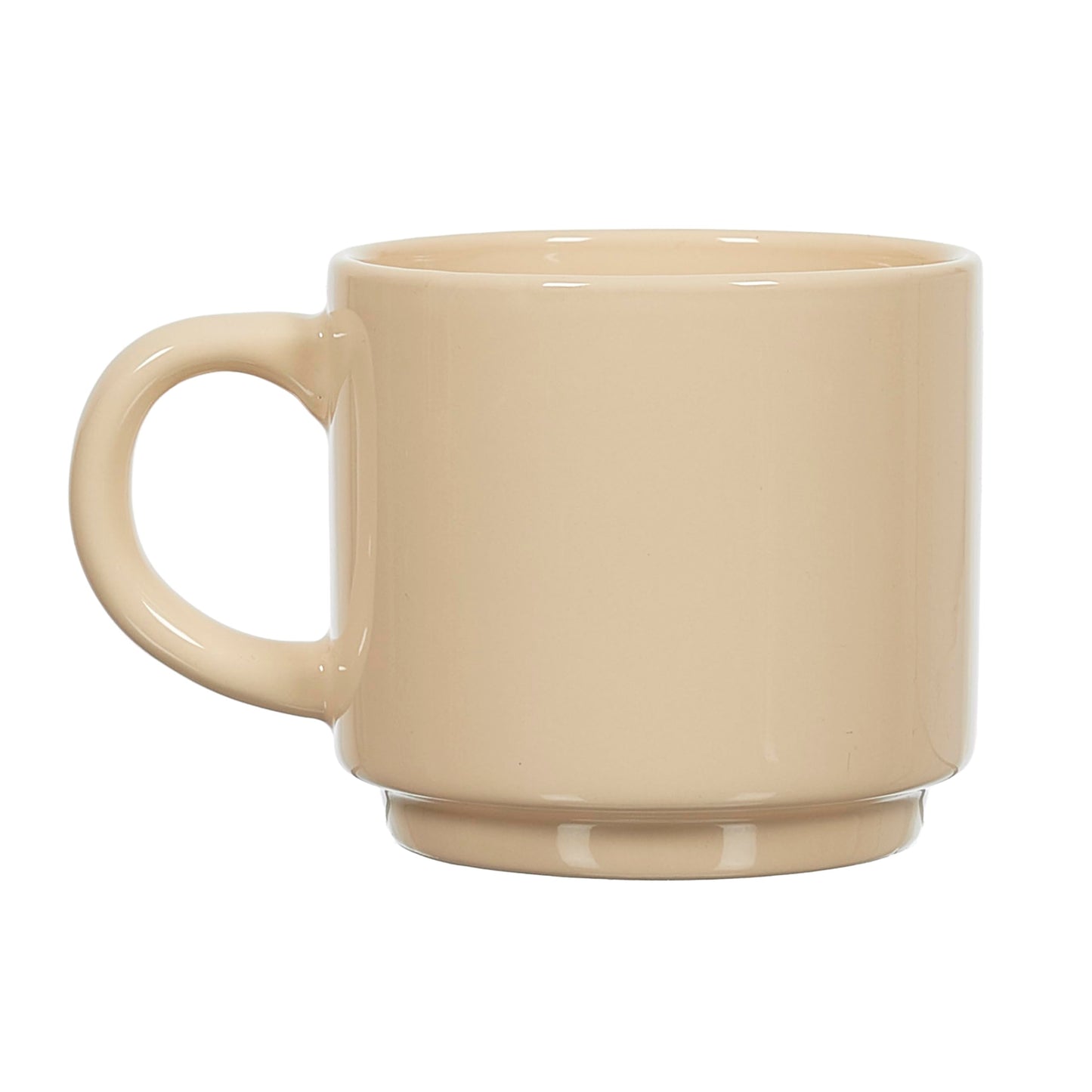 HOME DECO FACTORY, KA0500 Set of 4 Simple Cups with Stand, Durable Ceramic, Elegant and Practical Design, Ideal for Coffee and Tea, Neutral Colours