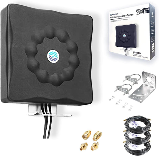 Maswell GPS 5G Antenna Outdoor | Combo 3-in-1 1x GPS + 2x LTE MIMO Aerial, Up to 7.5 dBi, 600-8000MHz Omni 5G 4G+ LTE External Rugged Aerial for