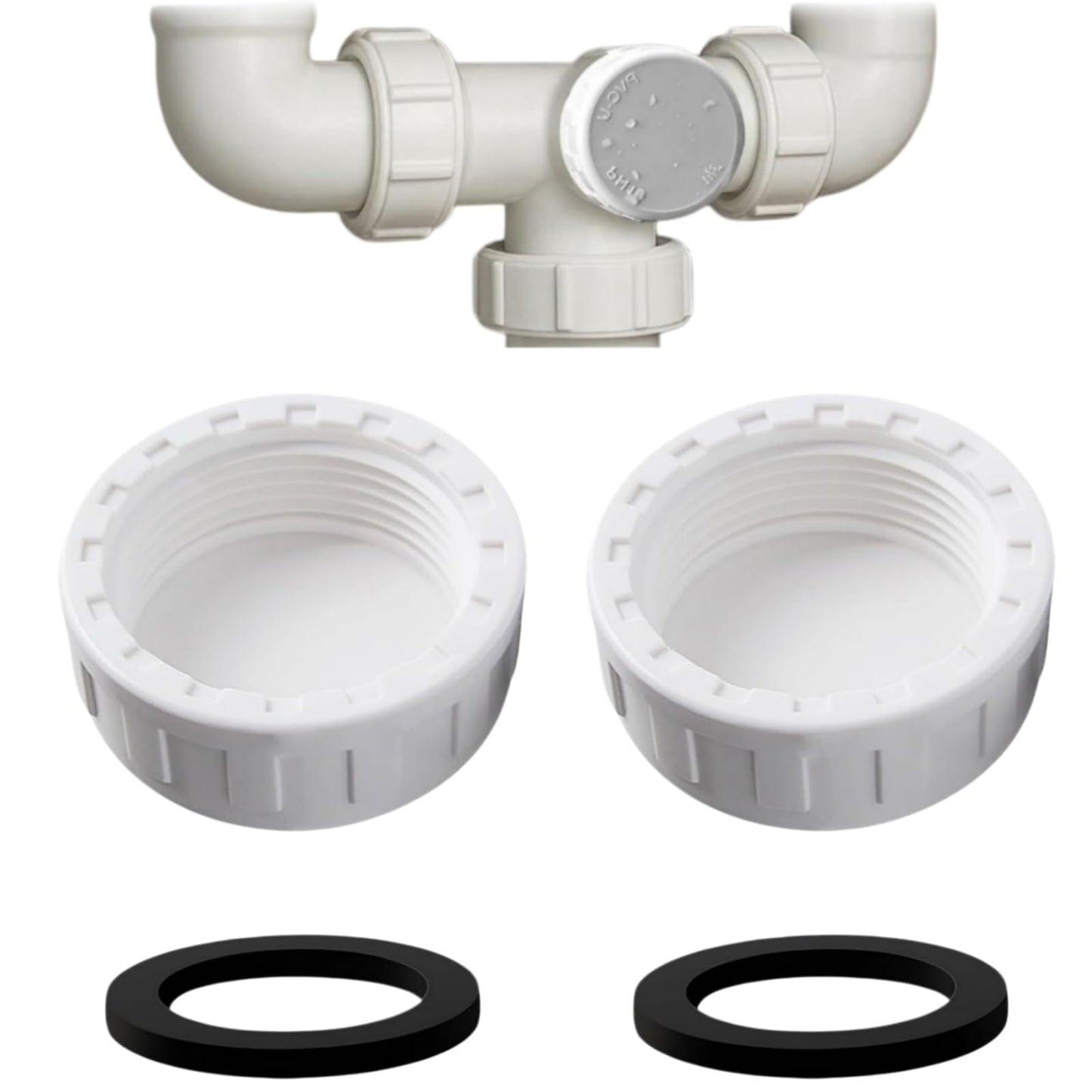 2Pcs Sink Blanking Cap,1/4" 40mm PVC Waste Pipe Cap,Drain Blanking Cap,Washing Machine Water Feed Bla-Nking Ca-P,Pipe End Ca-P,for Kitchen Sink Drain