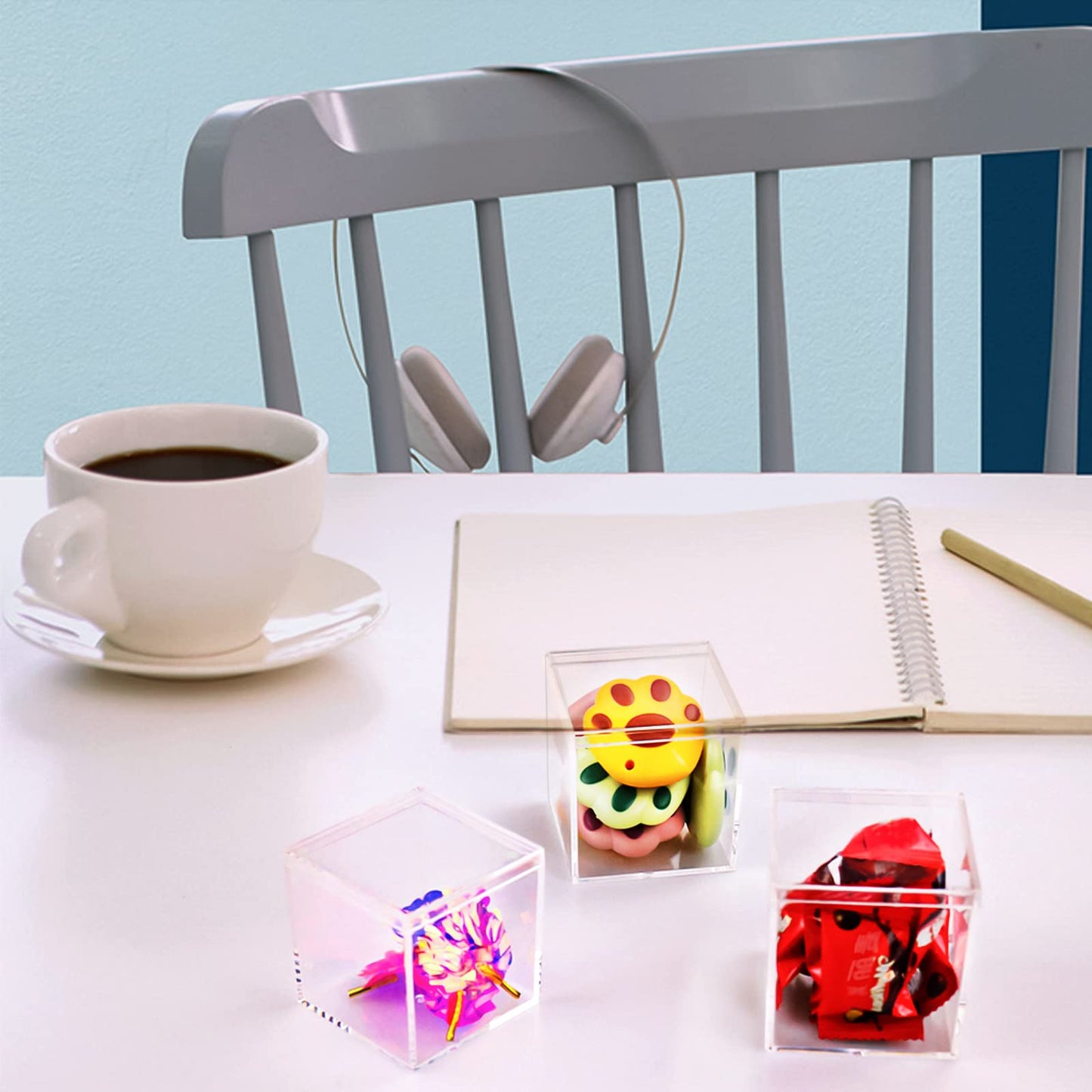 Lomgwumy Acrylic Box with Lid Small, Durable, Pack of 8, with Lid, Acrylic Square Container is Suitable for Storing Candy, Small Accessories