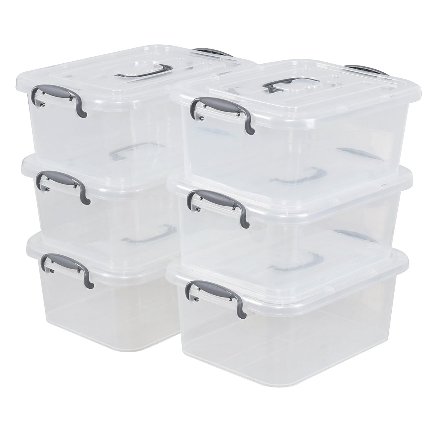 Fosly 6 Packs 8 Liter Storage Containers, Please Clear Box with Handle