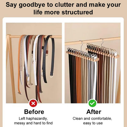 GmeDhc 1Pcs Belt Hanger for Wardrobe, Wooden Belt Storage Rack