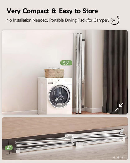 Vikaqi Clothes Drying Rack 79 Inches Folding Indoor Outdoor, Drying Rack Clothing Collapsible, Foldable Laundry Drying Rack, Heavy Duty Stainless