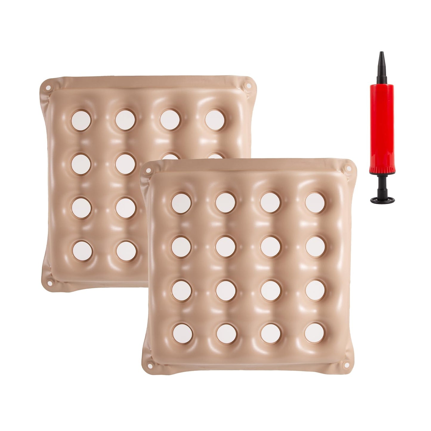 WEESTAAMO 2 Inflatable Seat Cushions with Pump, 16-Hole Air Waffle Pads