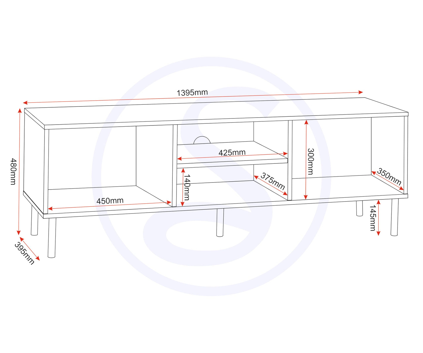 Seconique Leon 2 Door TV Unit in Medium Oak Effect
