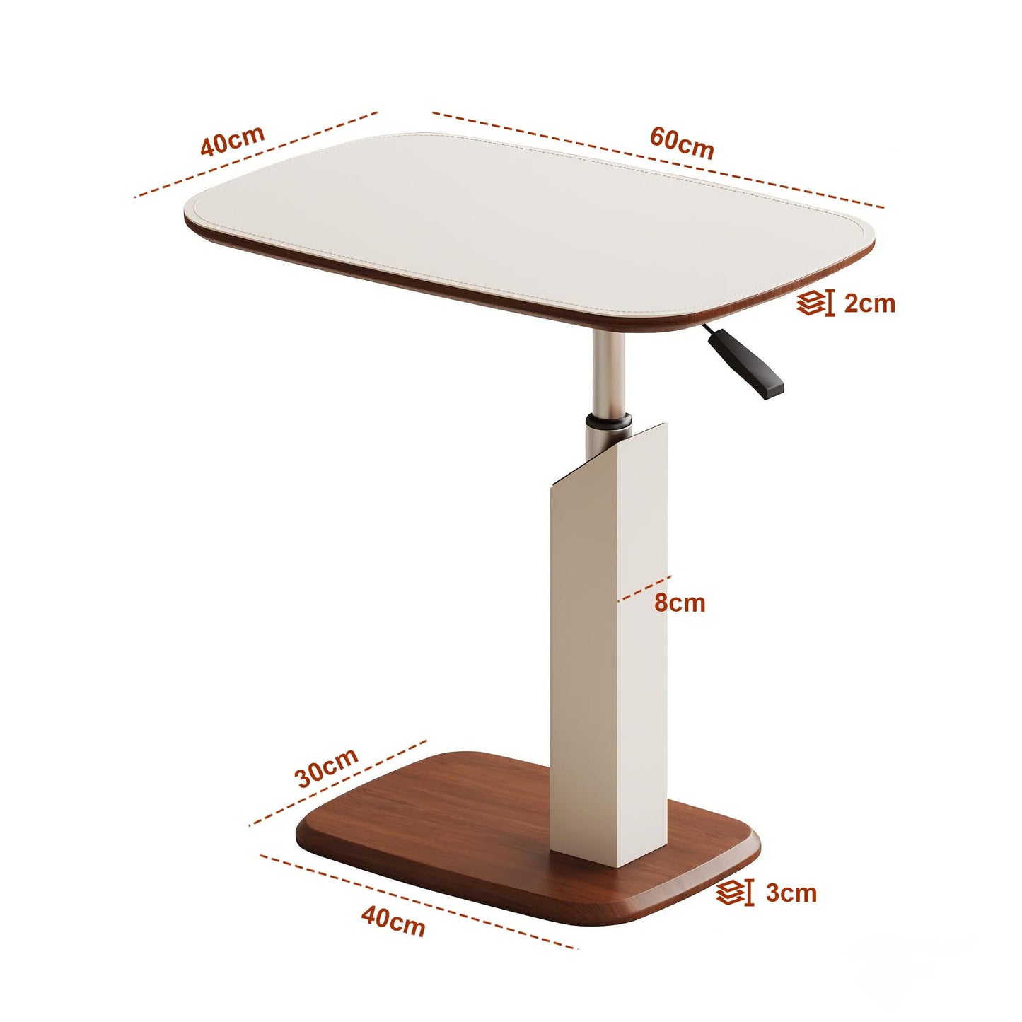 liameya Adjustable Height C Shaped Side Table with Pneumatic Lift, 360° Swivel & Hidden Wheels, Sofa End Tables that Slide under