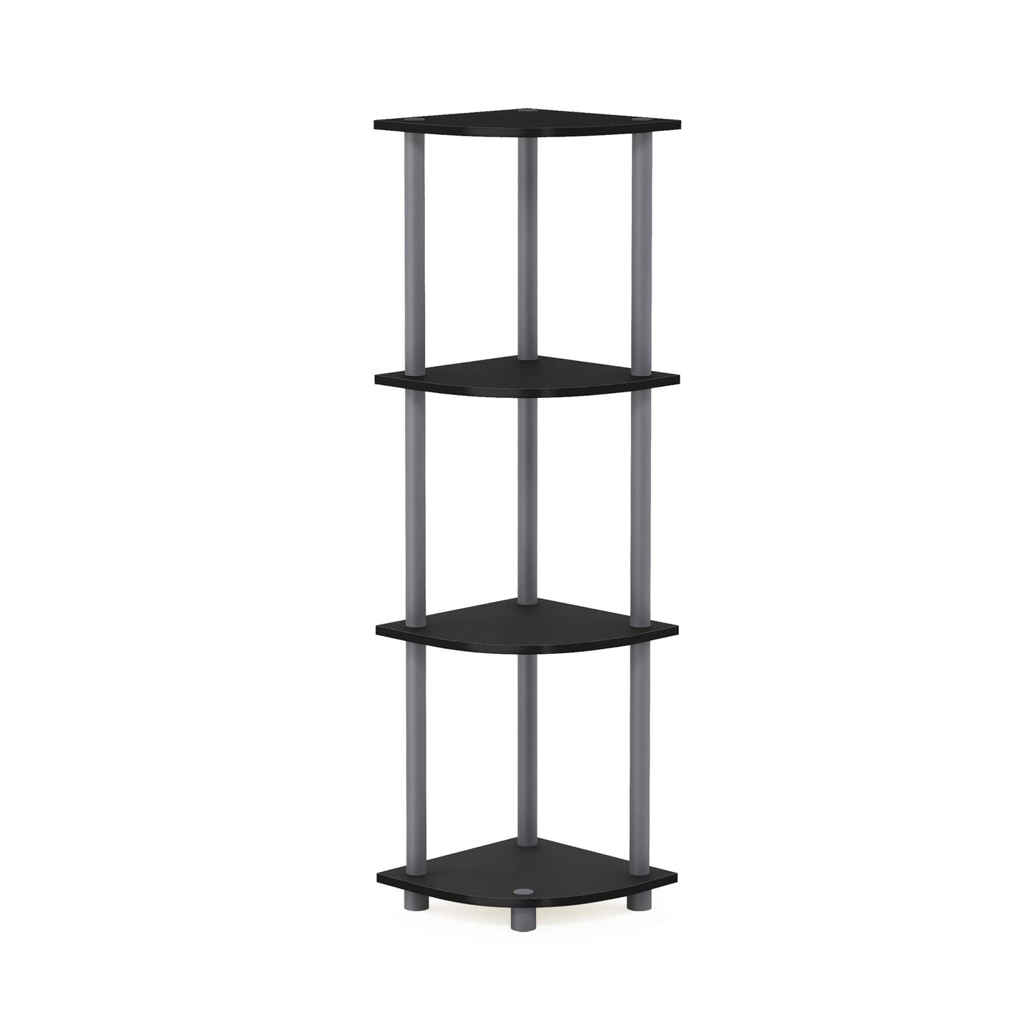 Furinno TURN-N-TUBE Corner Shelf, 4-Tier Corner Bookshelf, Display Storage Shelves with Open Shelves, for Organization and Storage, Living Room