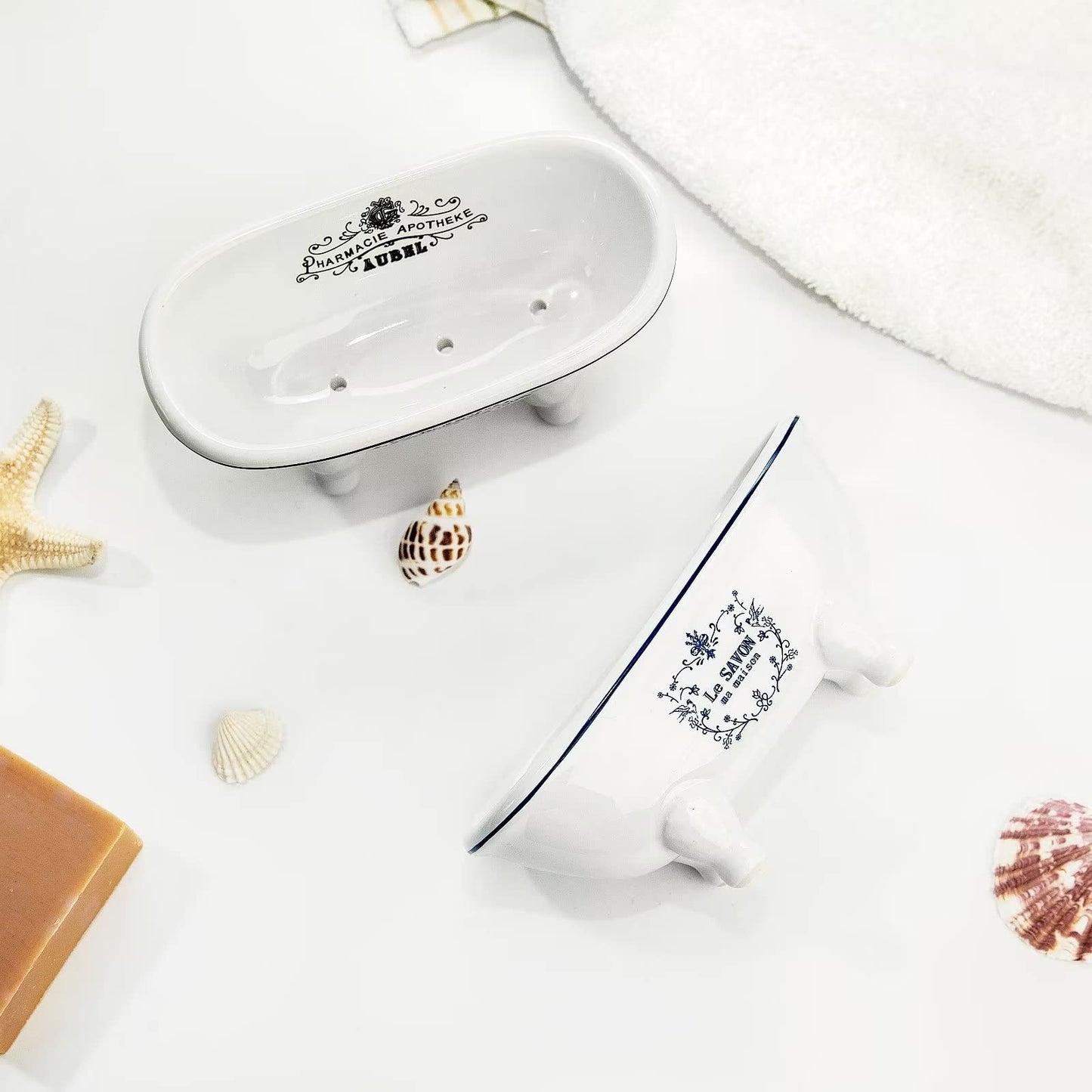 Ceramic Mini Bathtub Soap Dish Decortative Clawfoot Bathroom Soap Dish (Style 01)