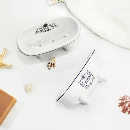Ceramic Mini Bathtub Soap Dish Decortative Clawfoot Bathroom Soap Dish Style 01