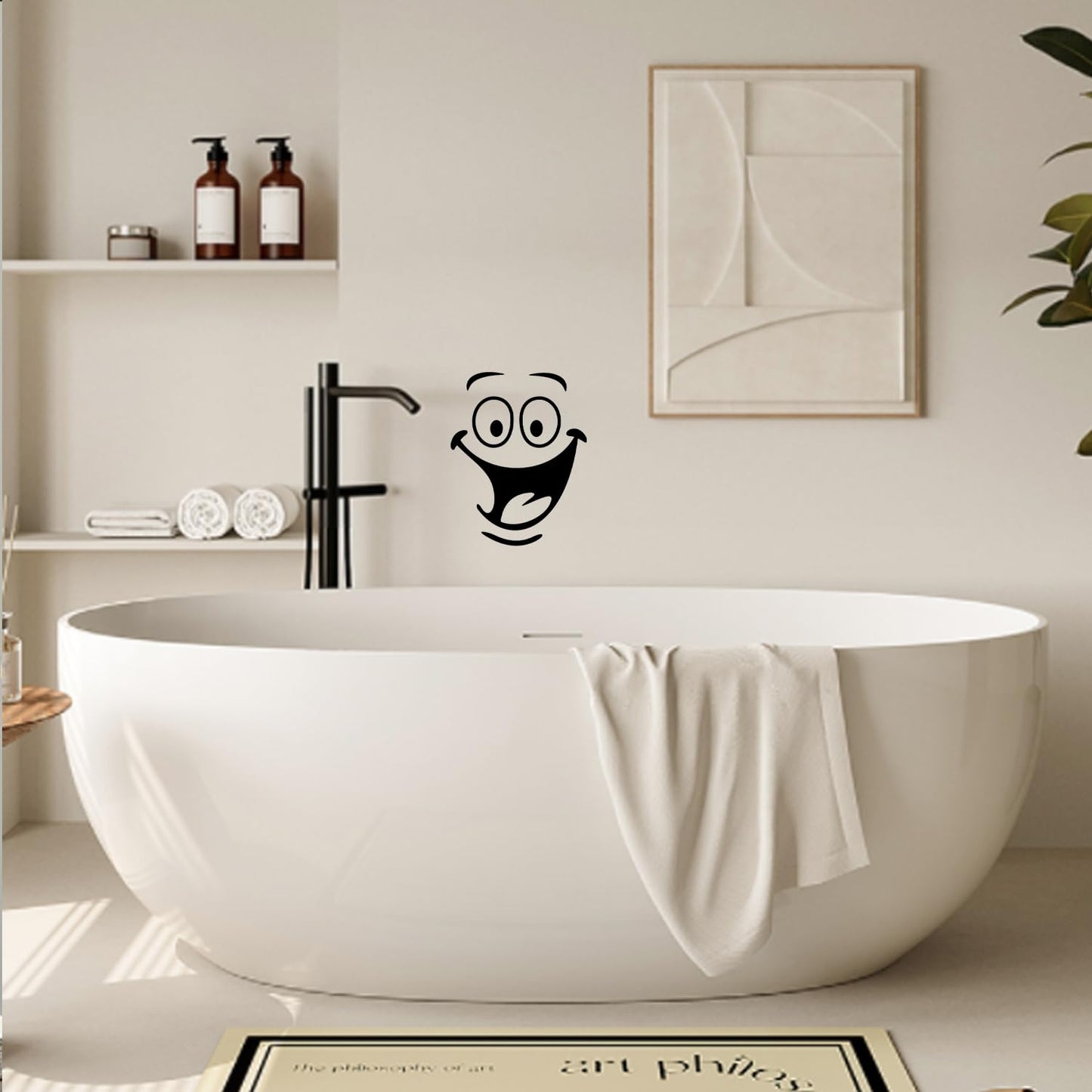 2 Pcs Smiley Face Bathroom wall Stickers