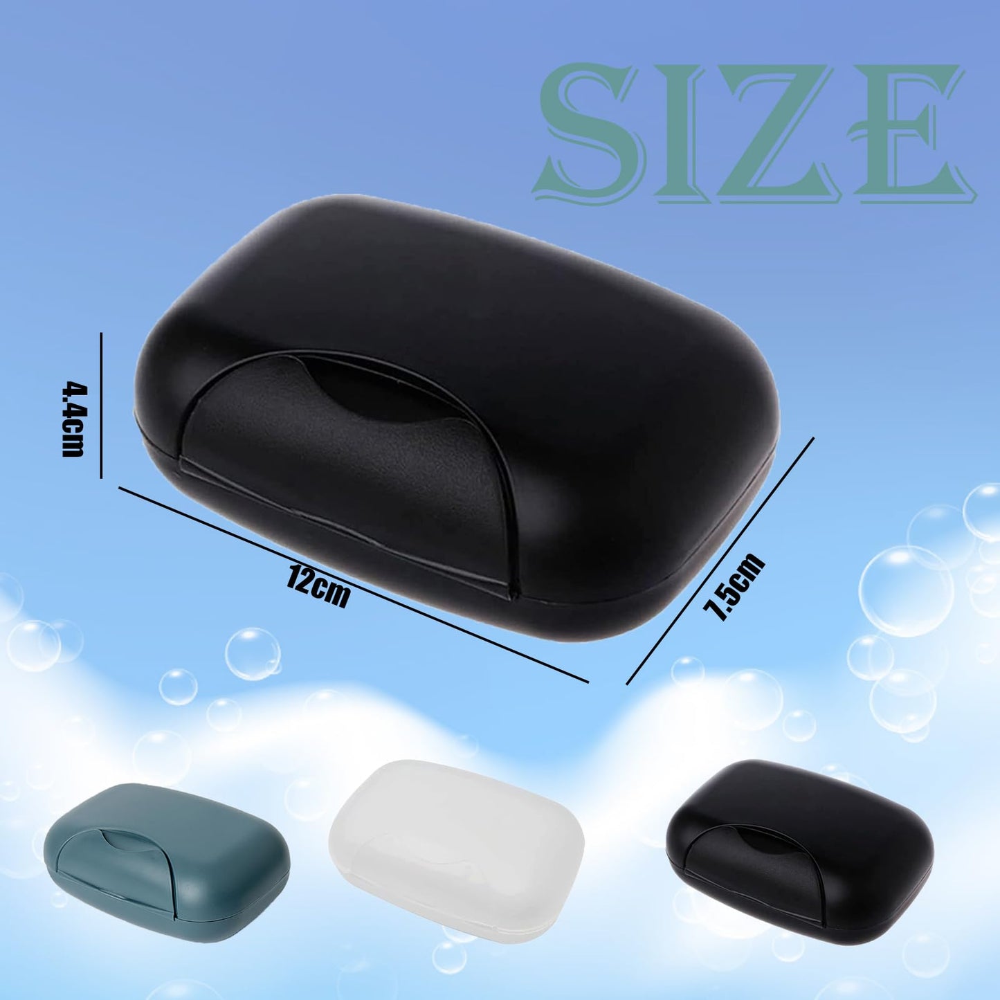3-in-1 Soap Case - Waterproof & Leakproof Soap Bar Holder with Lid - Portable for Shower & Travel (Black, White, Navy Blue)