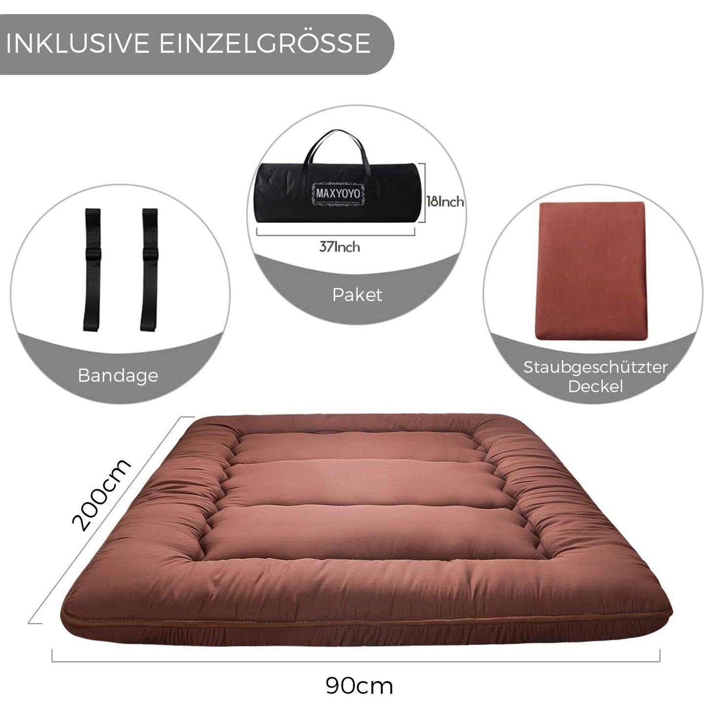 MAXYOYO Futon Mattress, Padded Japanese Floor Mattress Quilted Bed Mattress Topper