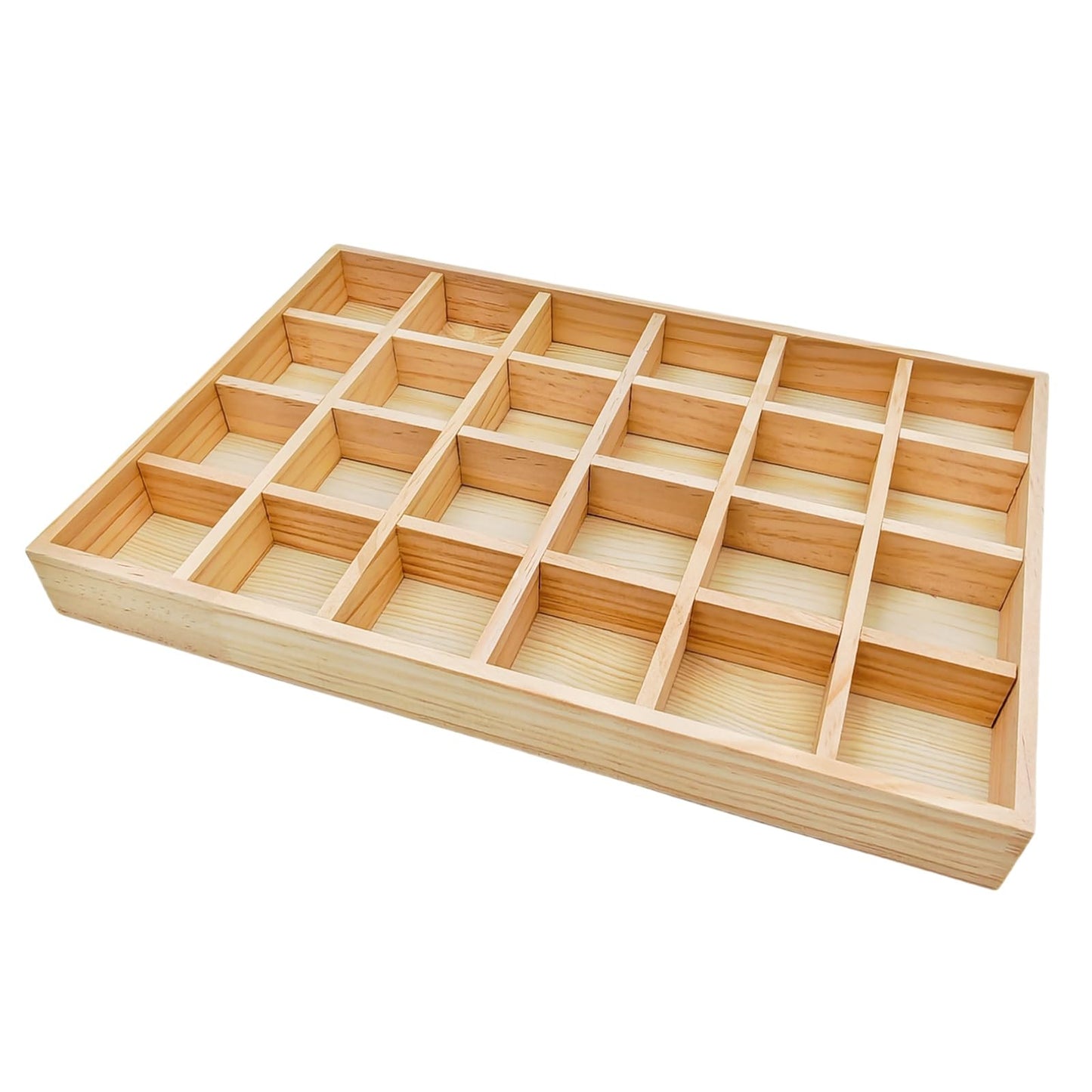 Anktily Unfinished Wooden Storage Divider Box, Showcase Display Box with 24 Compartments, Socks Organizer, Underwear Storage Case