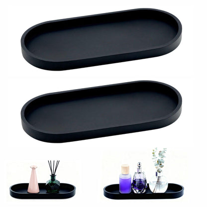 TAIVIN 2 Pcs Bathroom Tray, Black Silicone Vanity Tray,25x11x2 cm