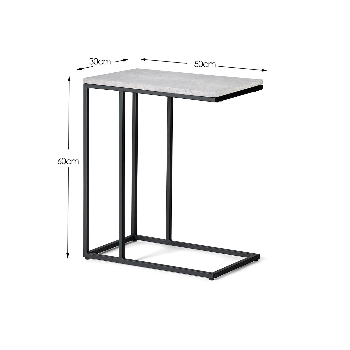 Julian Bowen Staten Drinks Table, Concrete Effect/Black