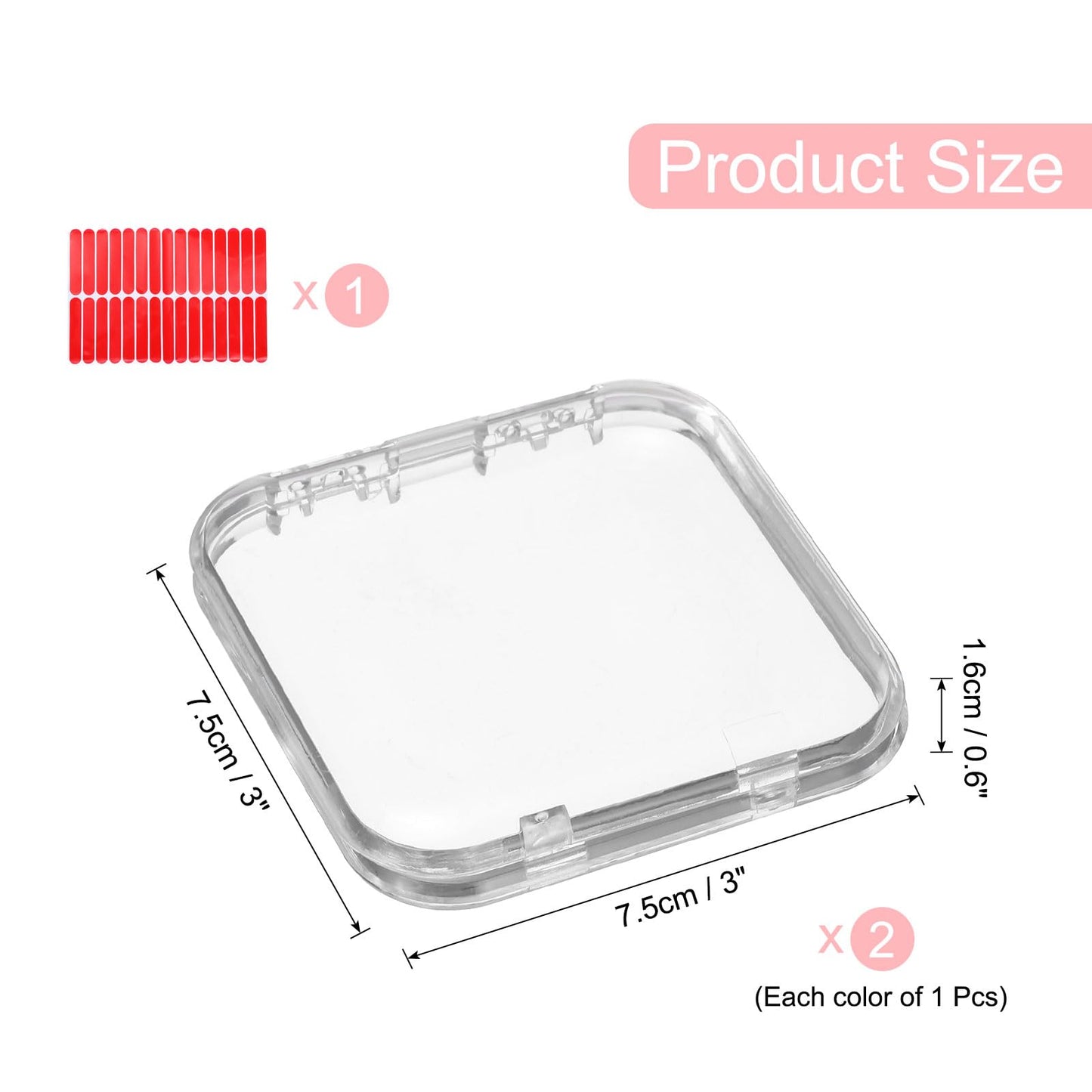 sourcing map 2 Pcs Press on Nail Storage Box with Adhesive Double Sided Tape, Acrylic Nail Display Box for Nail Salon Home Storage Supplies