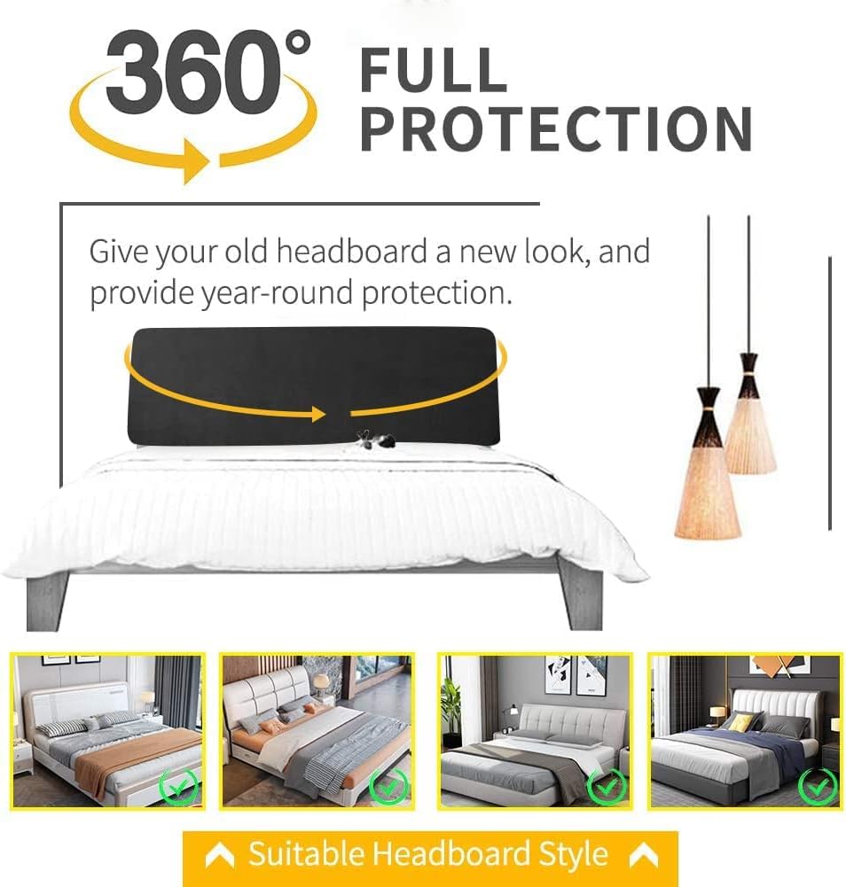 DUJUIKE Bed Slipcover, Stretch Cover, Dustproof Protector for Linen Fabric Tufted Upholstered Headboard (Cypress Green, King Headboard Length 79"-86")