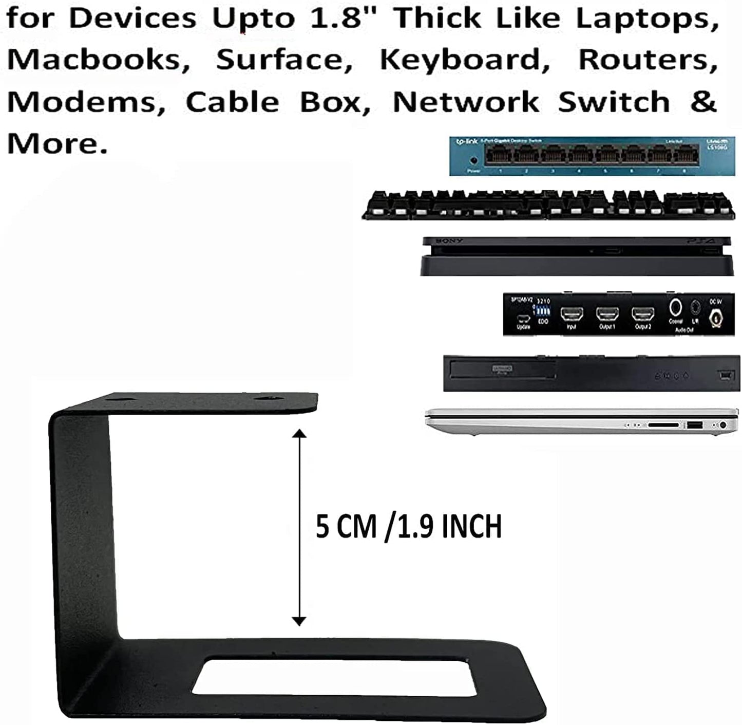 (3) Laptop Holder Under Desk Laptop Mount Organizer Rack Storage Shelf, Add On Under Table Laptops, Keyboard, Routers, Modems, Cable Box