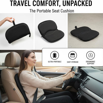 masteymoh Foldable Honeycomb Seat Cushion, Small Portable Gel Seat Cushion for Travel, Butt Pillow for Back Pain Relief, Sciatica Black