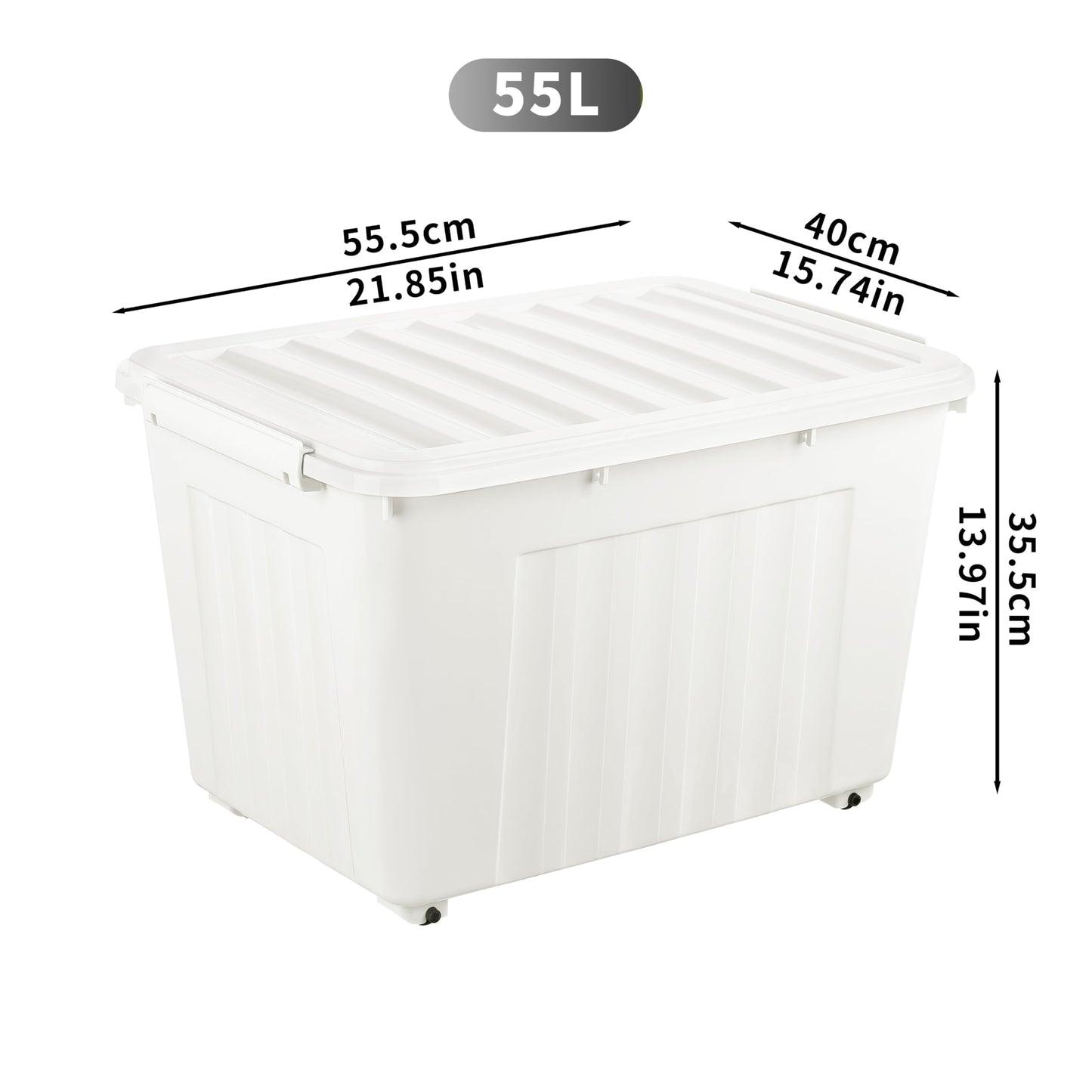 Cetomo 55L*4 Storage Boxes with Lids, Plastic Storage Box with Wheels and Secure Side Latches, Stackable & Nestable Organizer for Home, Office