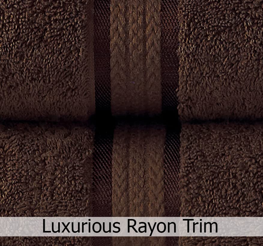 COTTON CRAFT Ultra Soft Luxury Set of 4 Ringspun Cotton Bath Towels, 580GSM, Heavyweight, 30 inch x 54 inch, Chocolate Brown