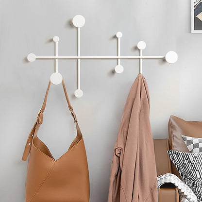 XLSBZ Coat Rack Shelf Wall Mounted,Modern Metal Coat Rack with 10 Hooks,Coat Hanger Wall Hooks for Clothe, Shats, Scarves White
