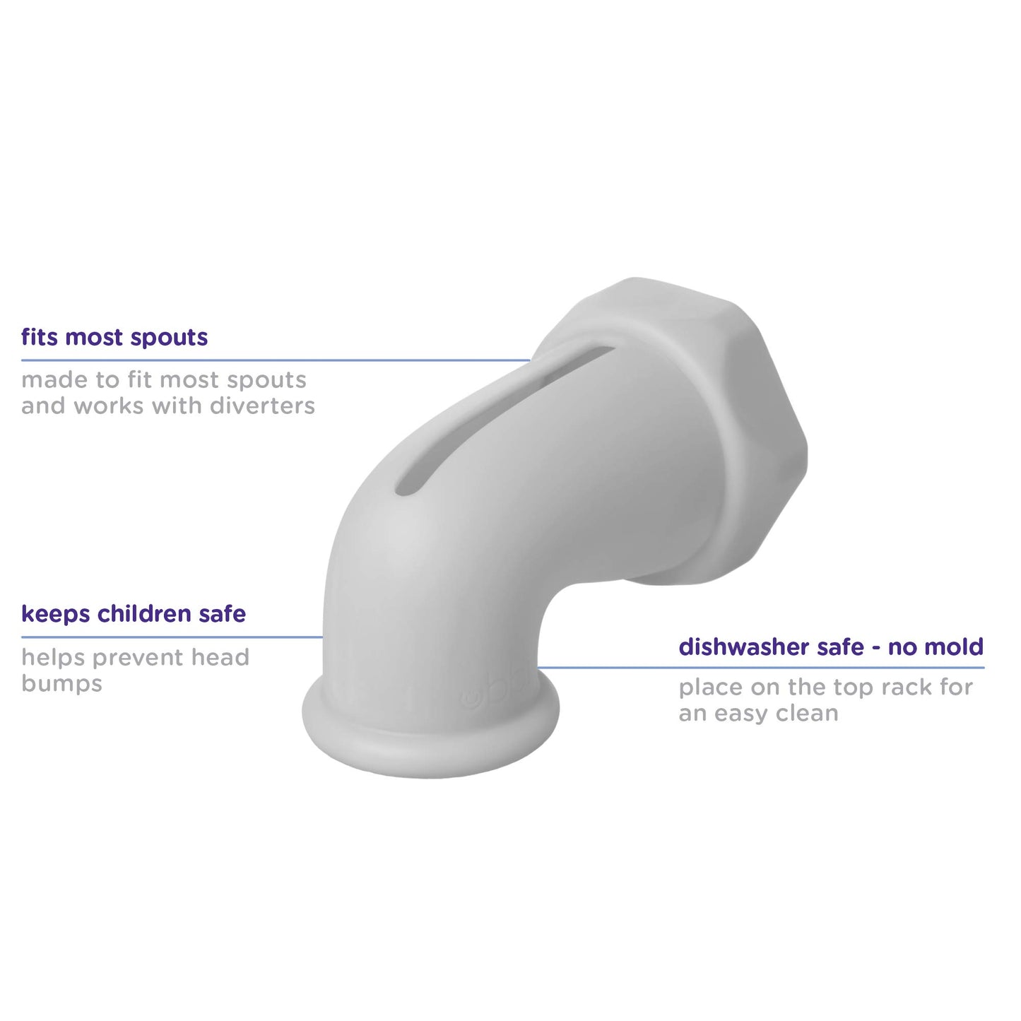 Ubbi Bath Spout Safety Guard, Soft Silicone Spout Cover for Baby Bath Time, Must Have Bath Time Accessory, Grey, Large Tap Protector