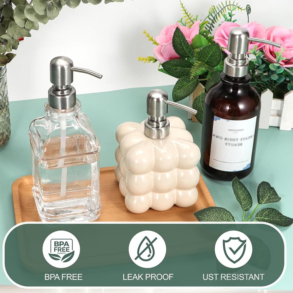 2PCS 304 Stainless Steel Soap Dispenser Pump Head – Replacement Soap Pump for Kitchen & Bathroom, Reusable Hand Soap Pump