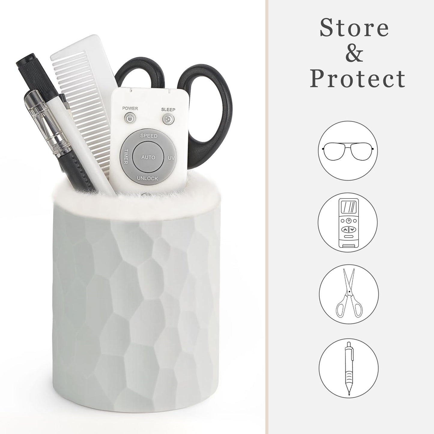 Mkono Plush Lined Eyeglasses Holder Protective Glasses Holder Stand Case Anti-scratch Glasses Storage Organizer for Table, Desk, Nightstand, Office