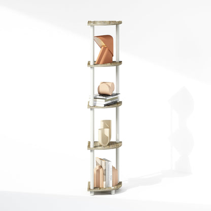 Furinno TURN-N-TUBE Corner Shelf, 5-Tier Corner Display Rack, Shelving Unit, for Organization and Storage, Living Room, Home Office, Garage, Bedroom