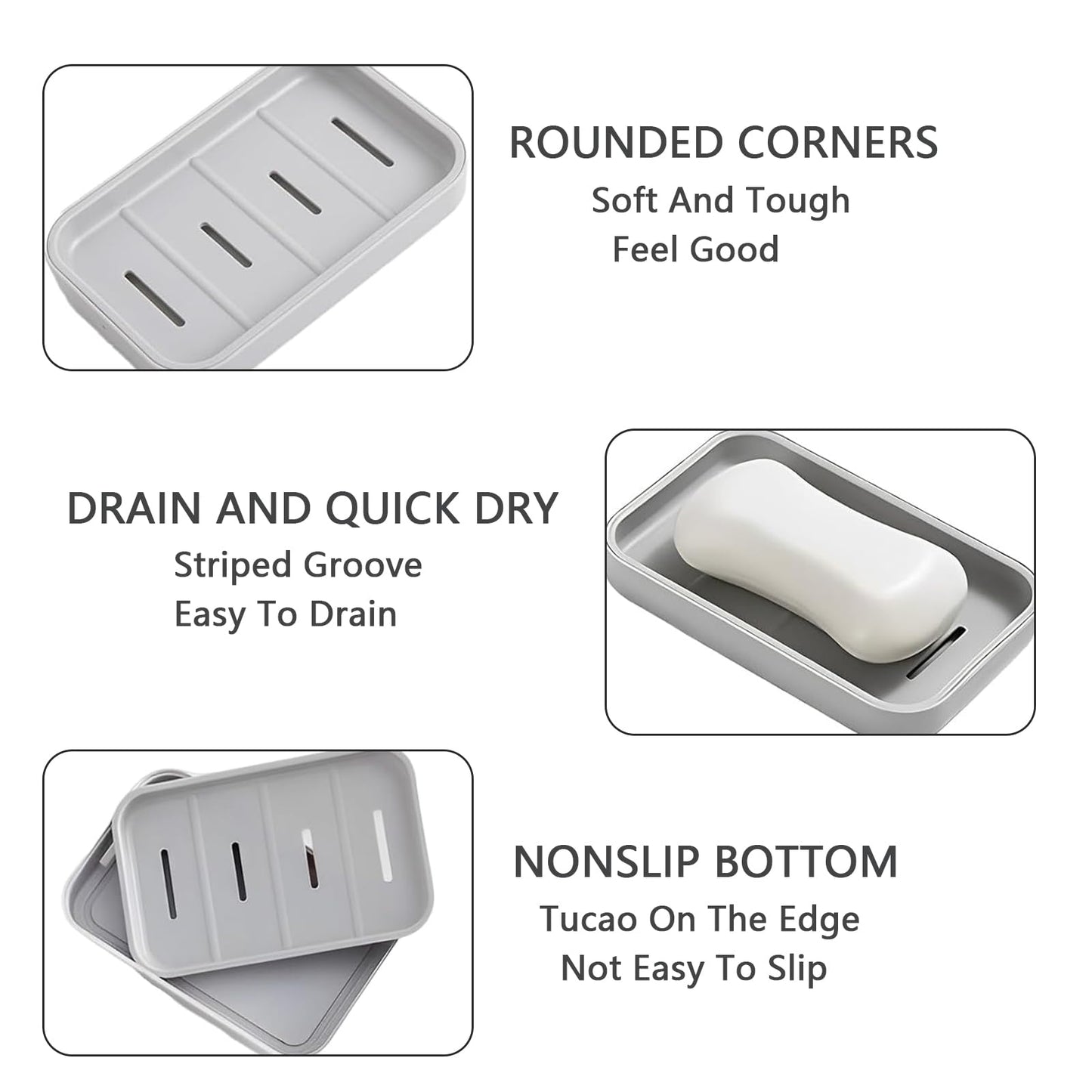 Senshuomy Soap Box, Soap Dish, Soap Dishes for Bathroom, Plastic Draining Soap Dishe, Plastic Draining Soap Dishes, Keep Soap Dry