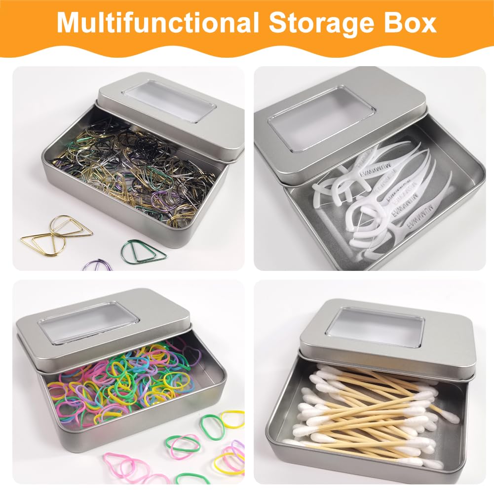 SwirlColor Cotton Swab Holder for Travel, 2 Pcs Portable Perspective Small Cotton Bud Holder Empty Metal Box Containers with Slide Top for Cotton