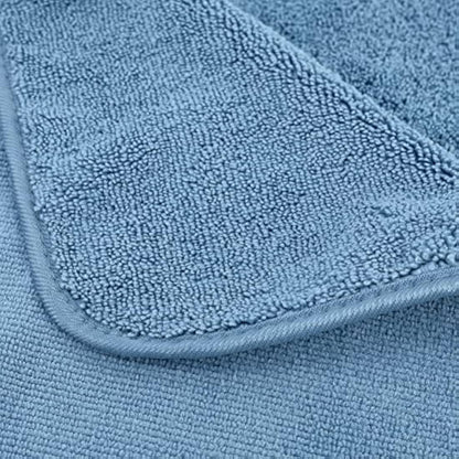 POLYTE Plush Quick Dry Lint Free Microfibre Bath Towel Set, 6 Pieces (Blue)