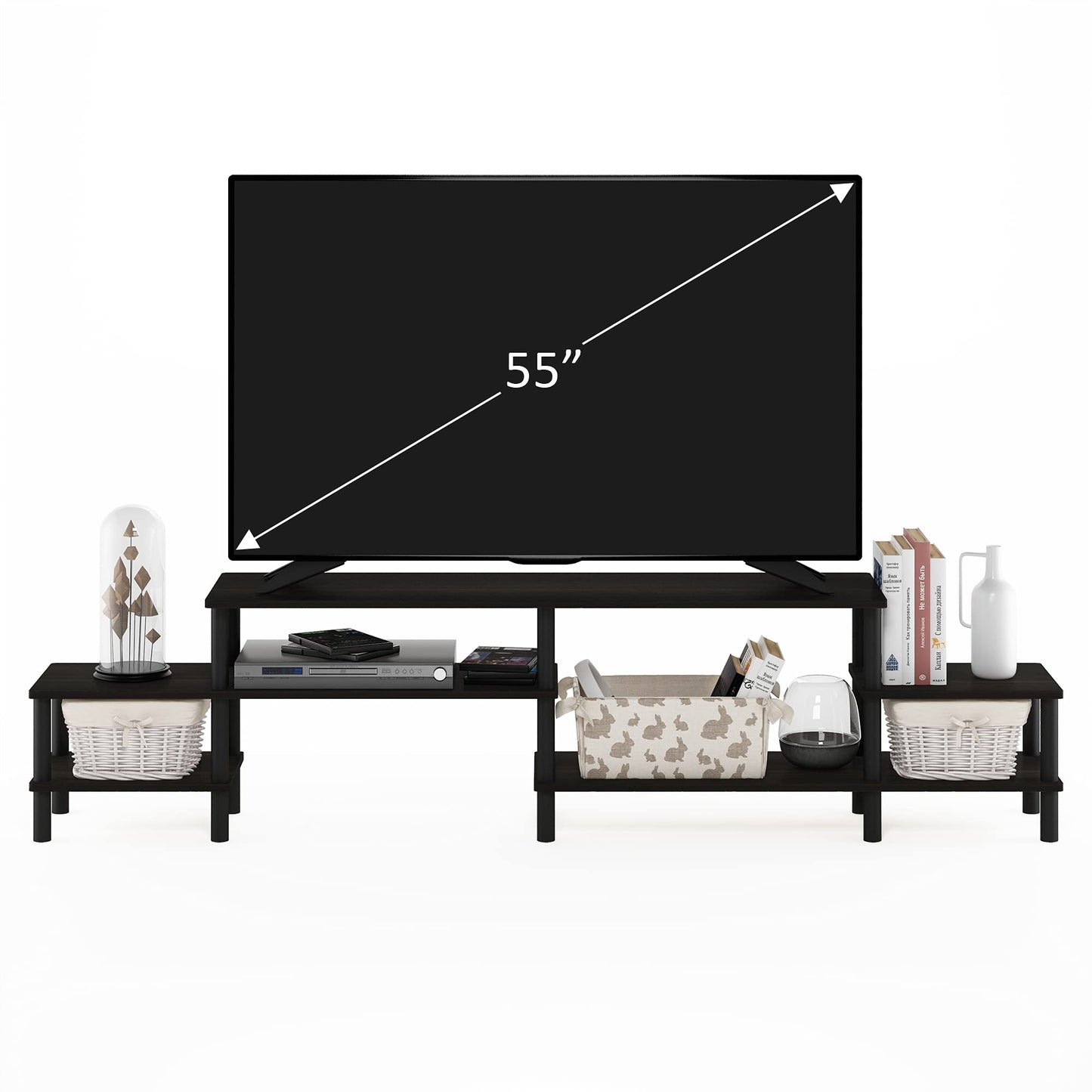 Furinno TURN-N-TUBE TV Stand, Grand Entertainment Center, TV Console for TV up to 55 Inch, for Living Room, Bedroom, Espresso