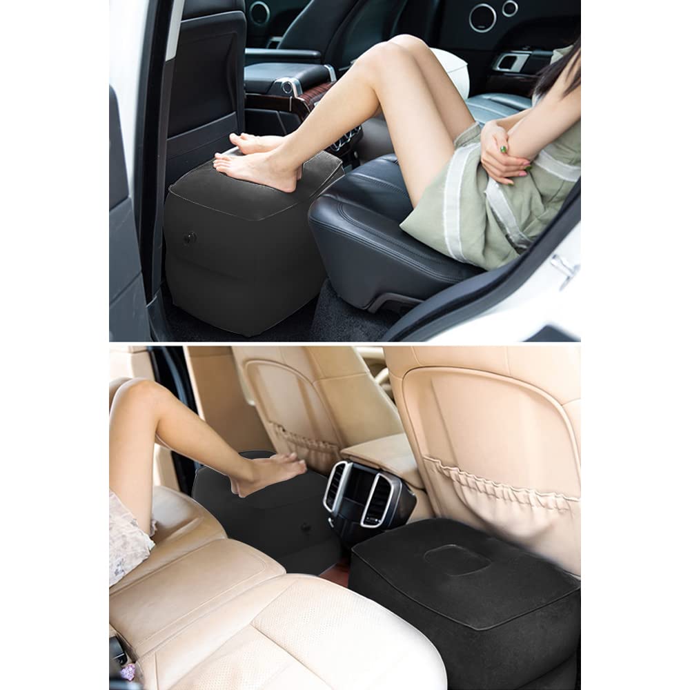 AIRGOODS Inflatable Foot Rest Airplane Travel Pillow, Portable Blow Up Leg Rest for Long Flights, Footrest for Plane, Car, Train, Office & Home