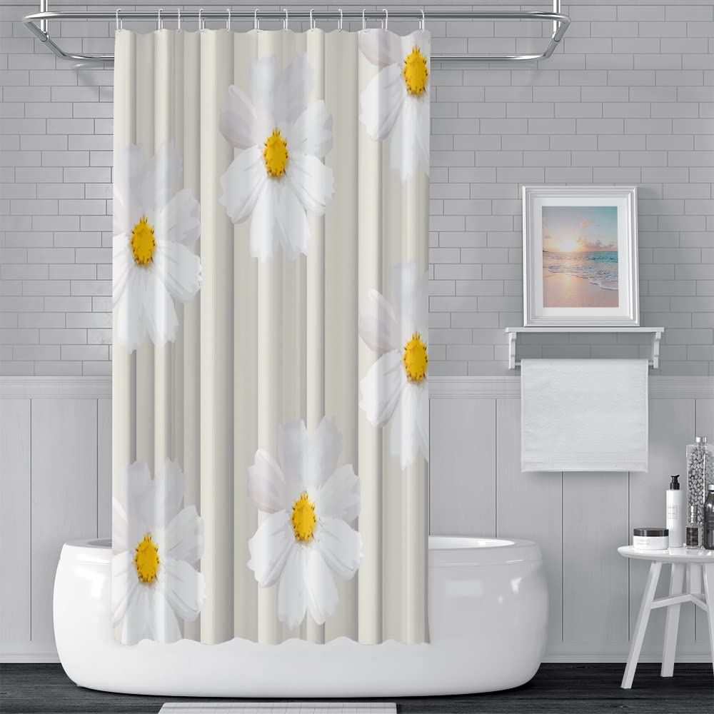 SDOTPMT 48x72inch Daisy Flower Pattern Shower Curtain Autumn Floral Blossom Bath Curtain Unique Design Aesthetic Art Bathtub Curtain for Bathroom