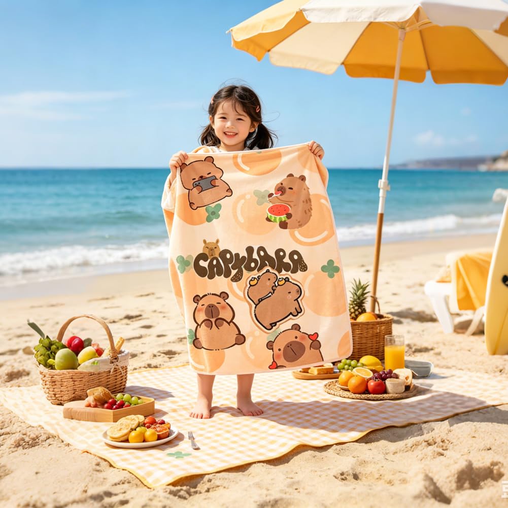 Capybara Beach Towel, Quick Dry Towels Microfibre Beach Towel Capybara Bath Towels Lightweight Swimming Towel Beach Blanket PoolTowel Printed Beach
